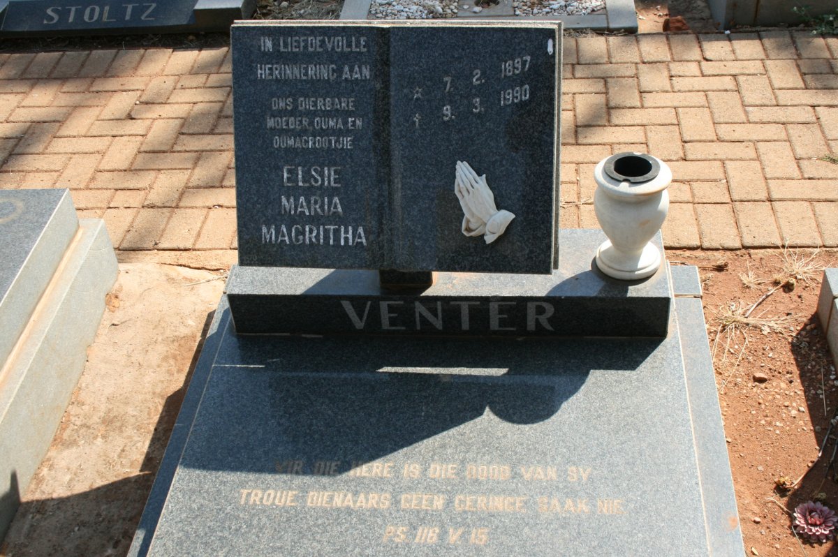 VENTER Elsie Maria Magritha 1887-1990