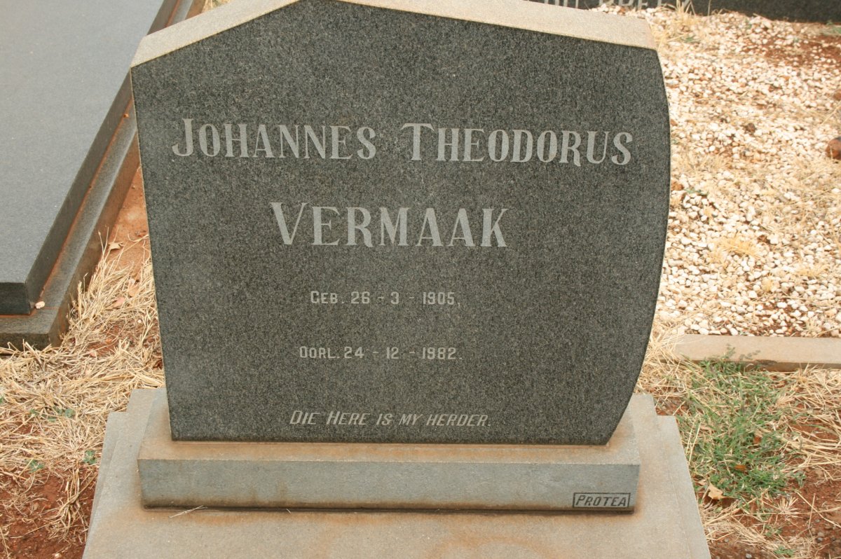 VERMAAK Johannes Theodorus 1905-1982