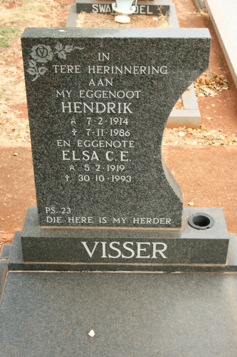 VISSER Hendrik 1914-1986 &amp; Elsa C.E. 1919-1993