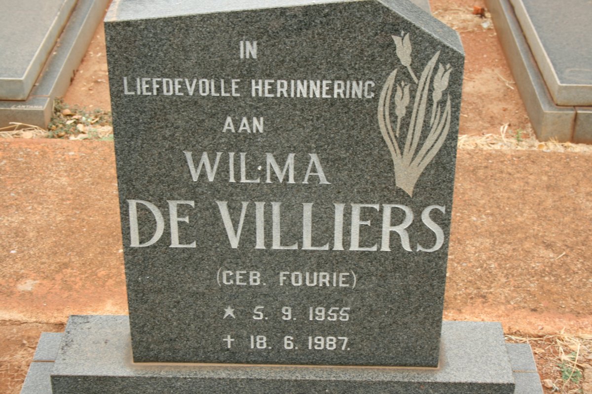 VILLIERS Wilma, de nee FOURIE 1955-1987