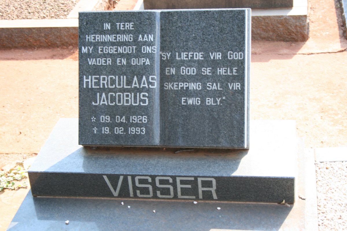 VISSER Herculaas Jacobus 1926-1993