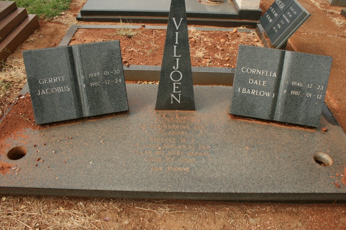 VILJOEN Gerrit Jacobus 1949-1987 &amp; Cornelia Dale BARLOW 1948-1987