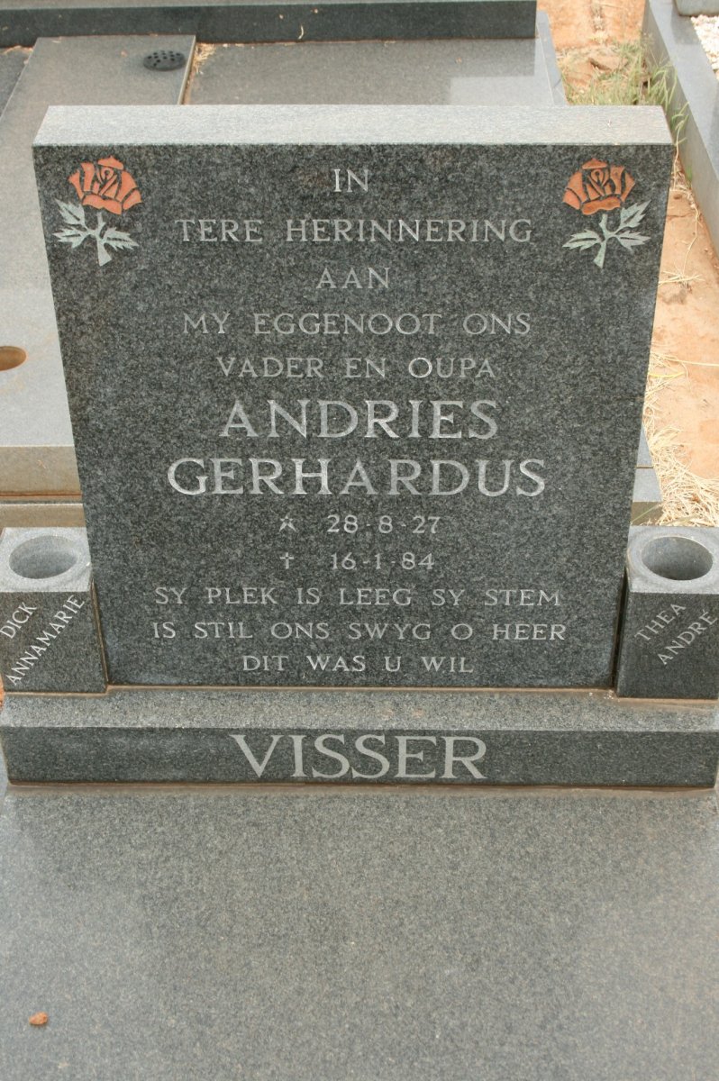 VISSER Andries Gerhardus 1927-1984