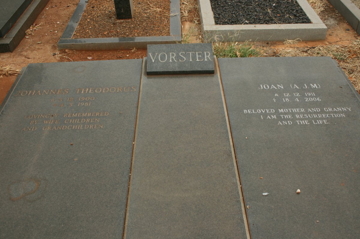VORSTER Johannes Theodorus 1900-1981 &amp; A.J.M. 1911-2006