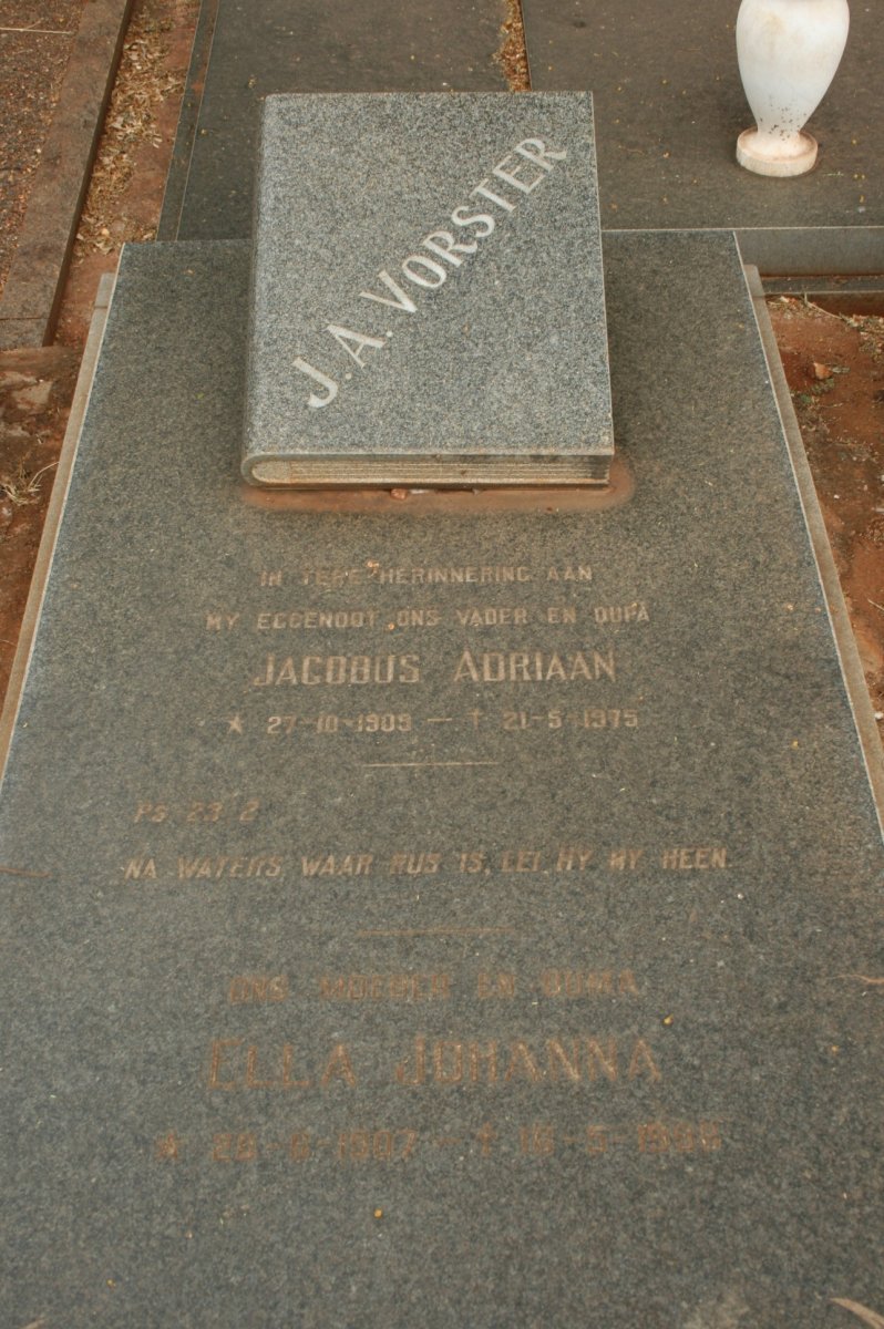 VORSTER Jacobus Adriaan 1909-1975 &amp; Ella Johanna 1907-19??
