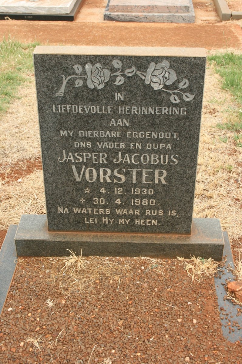 VORSTER Jasper Jacobus 1930-1980