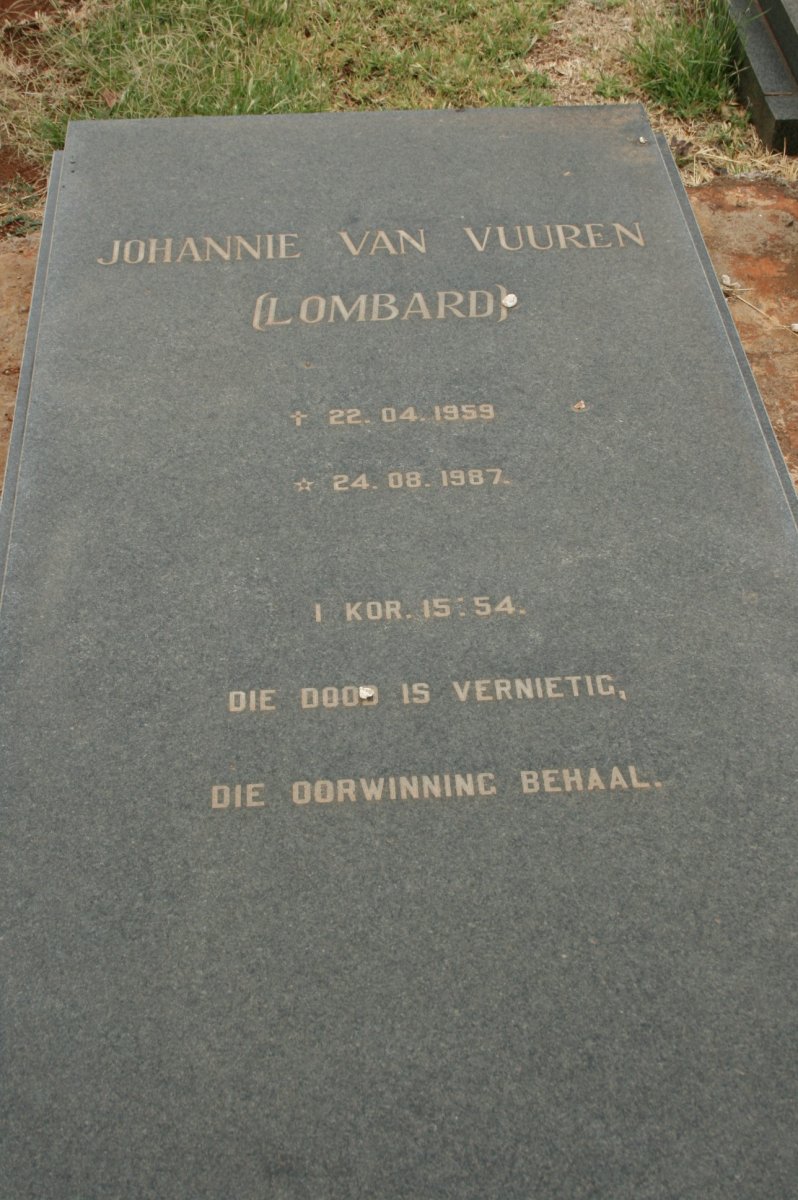 VUUREN Johannie, van nee LOMBARD 1959-1987