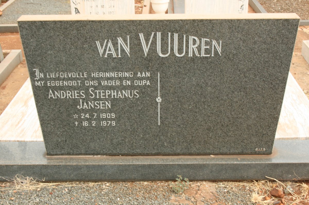 VUUREN Andries Stephanus Jansen, van 1909-1979
