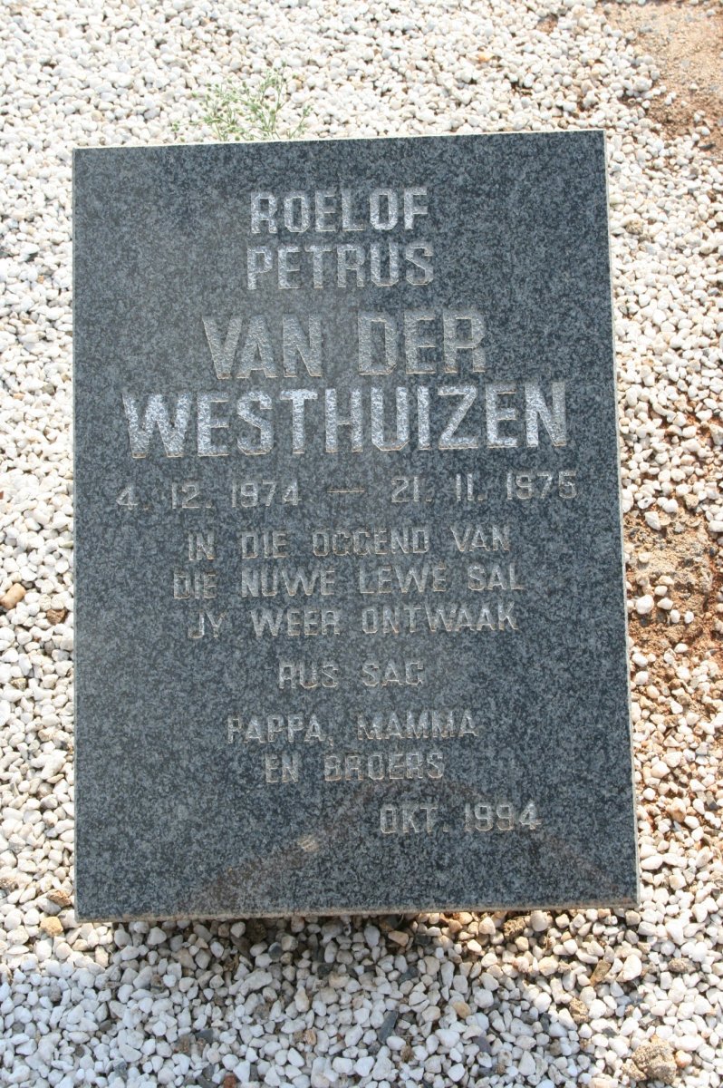 WESTHUIZEN Roelof Petrus, van der 1974-1975