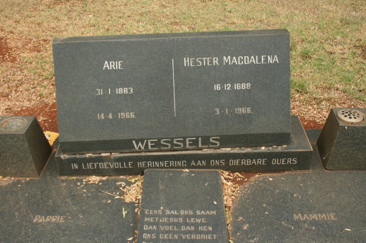 WESSELS Arrie 1883-1966 &amp; Hester Magdalena 1888-1966
