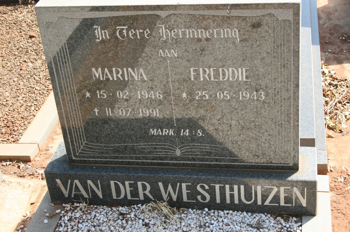 WESTHUIZEN Freddie, van der 1943- &amp; Marina 1946-1991