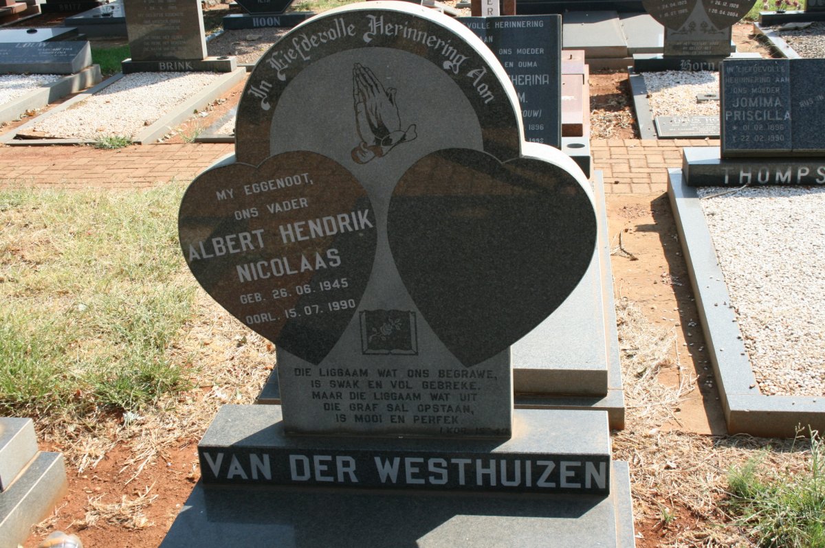 WESTHUIZEN Albert Hendrik Nicolaas, van der 1945-1990