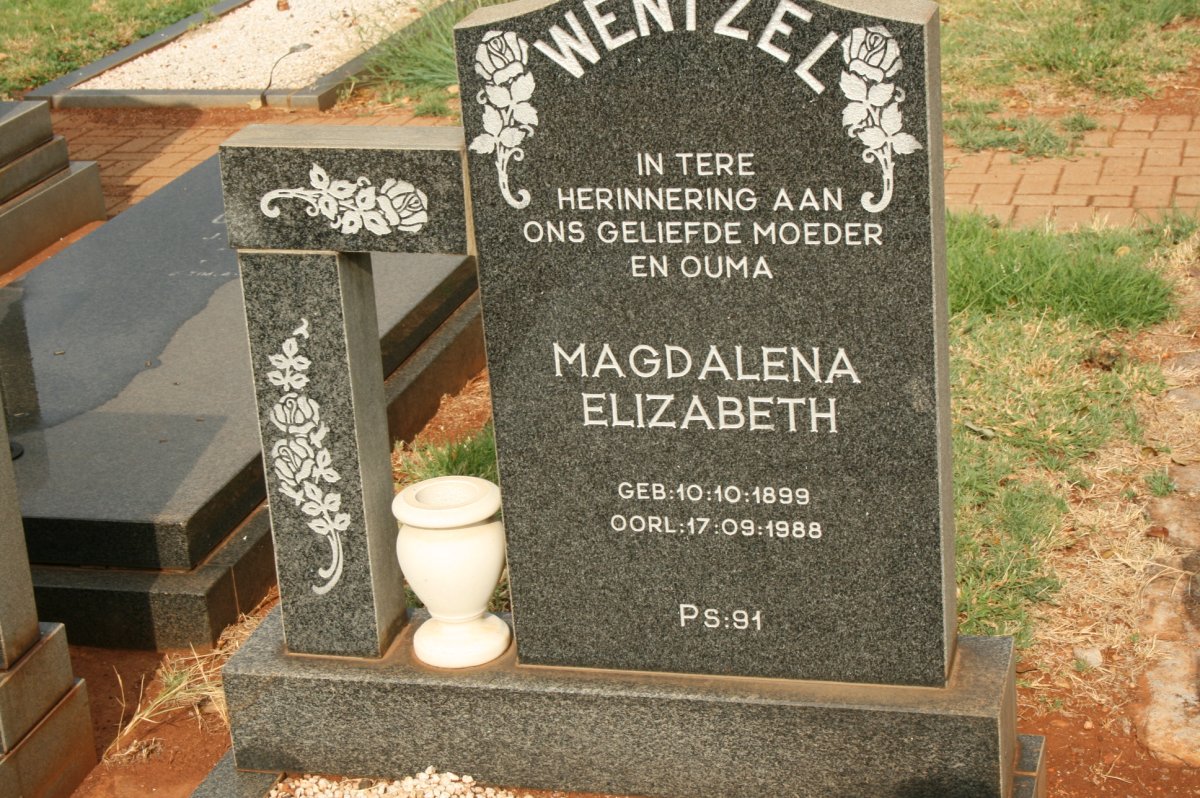WENTZEL Magdalena Elizabeth 1899-1988