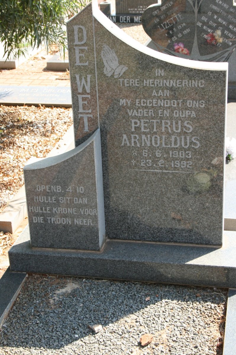 WET Petrus Arnoldus, de 1903-1992
