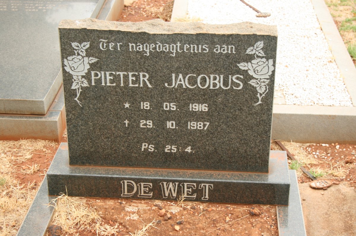 WET Pieter Jacobus, de 1916-1987