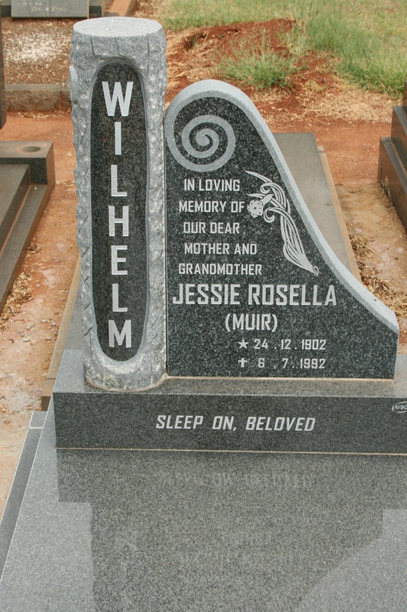 WILHELM Jessie Rosella nee MUIR 1902-1992