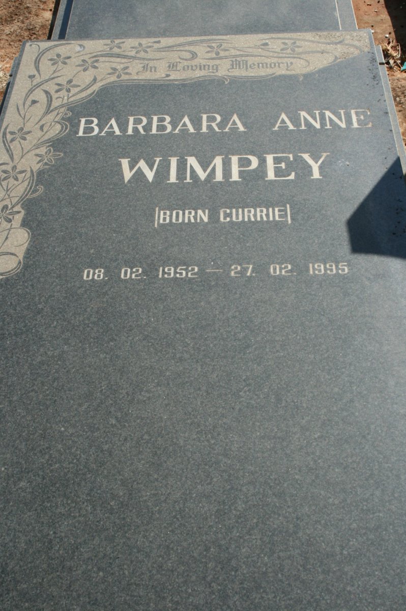 WIMPEY Barbara Anne nee CURRIE 1952-1995