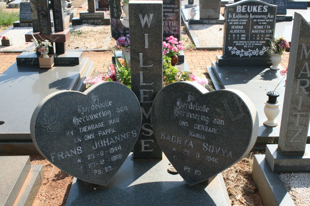 WILLEMSE Frans Johannes 1944-1989 &amp; Sacrya Sovya 1946-