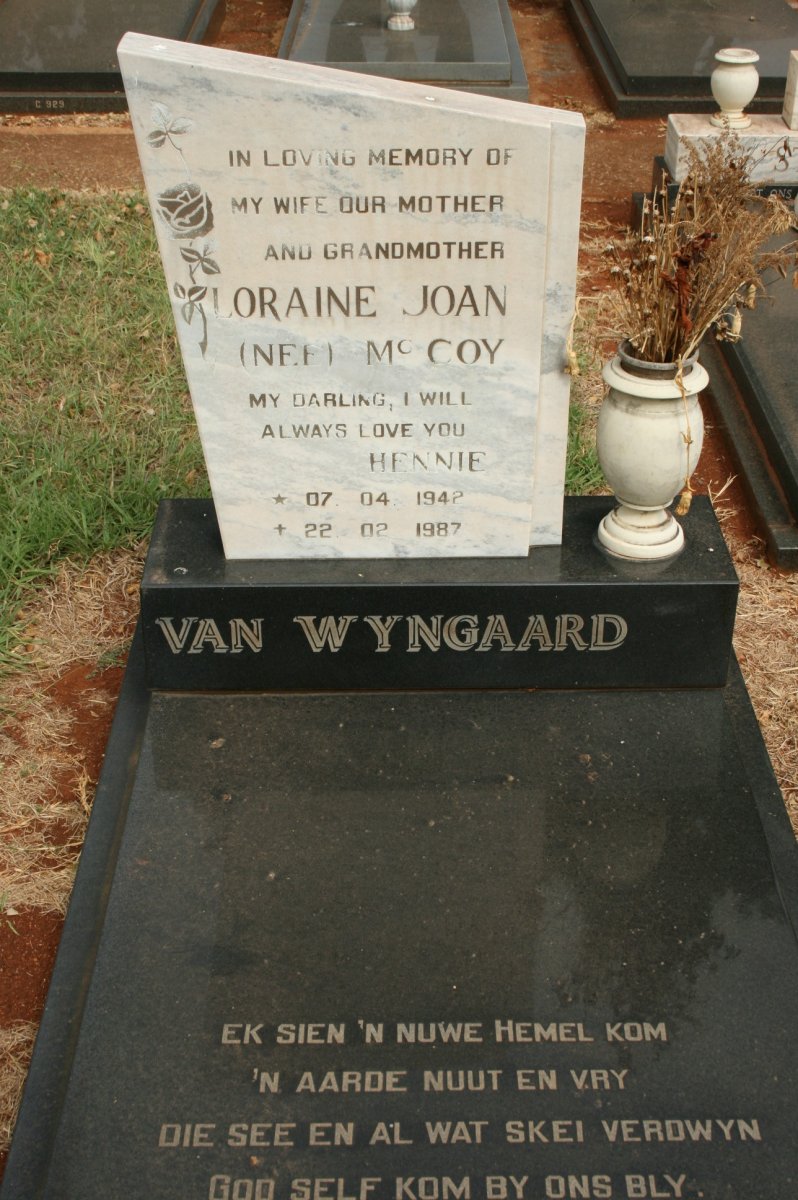 WYNGAARD Loraine Joan, van nee McCOY 1942-1987