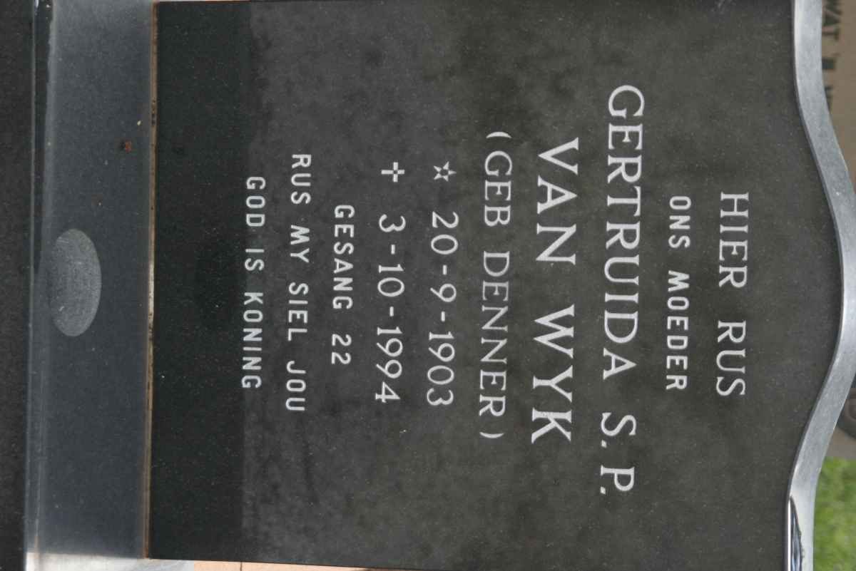 WYK Gertruida S.P., van nee DENNER 1903-1994