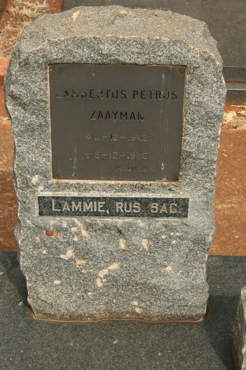 ZAAYMAN Lambertus Petrus 1942-1986