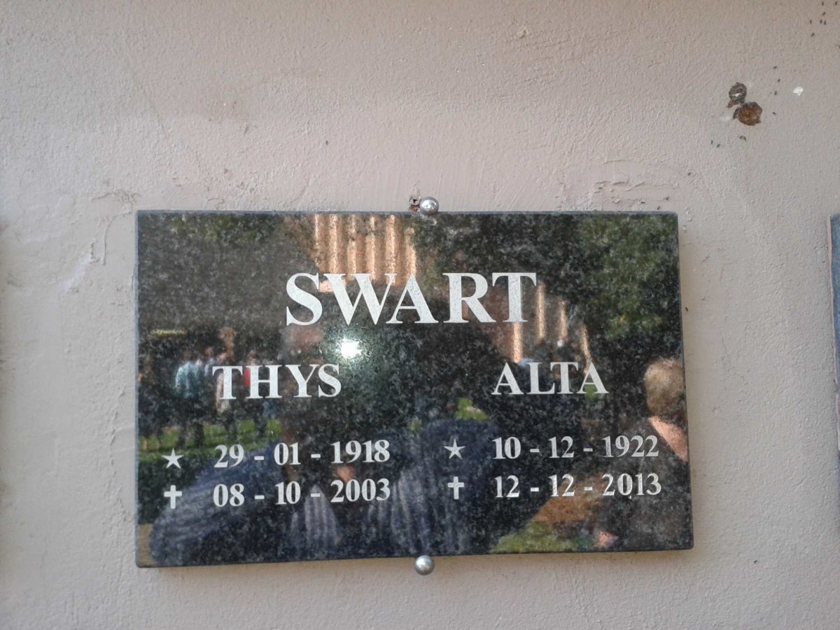 SWART Thys 1918-2003 &amp; Alta 1922-2013