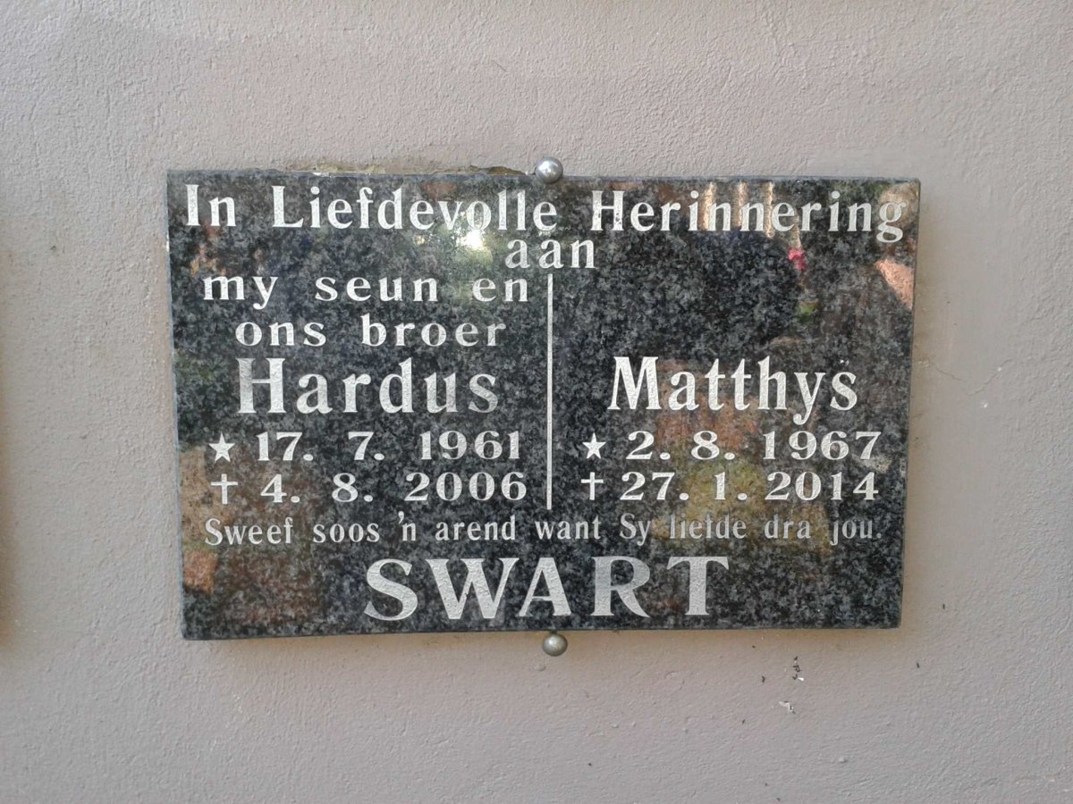 SWART Hardus 1961-2006 :: SWART Matthys 1967-2014