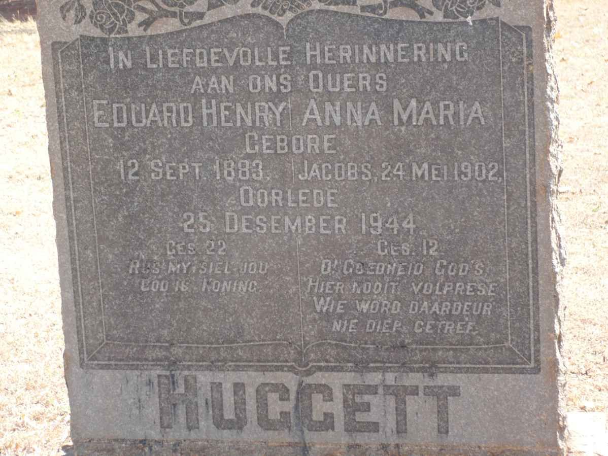 HUGGETT Eduard Henry 1883-1944 &amp; Anna Maria JACOBS 1902-1944