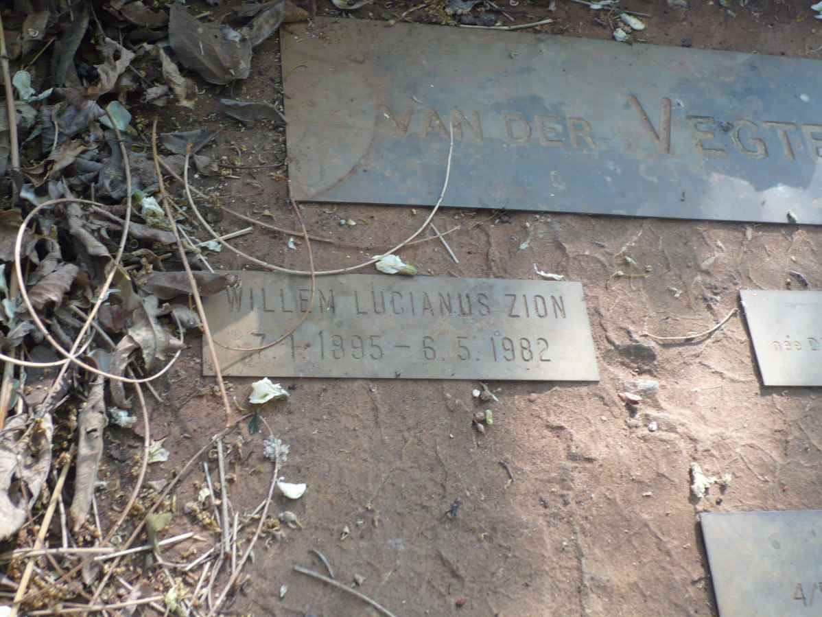 VAN DER VEGTE Willem Lucianus Zion 1895-1982 