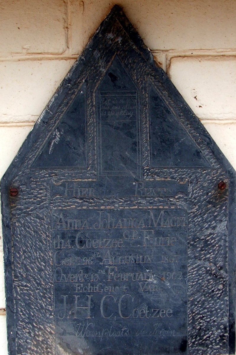 COETZEE Anna Johanna Magretha nee FOURIE 1867-1902