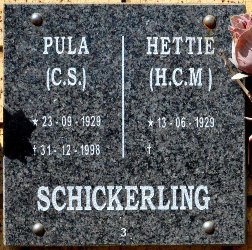 SCHICKERLING C.S. 1929-1998 &amp; H.C.M. 1929-