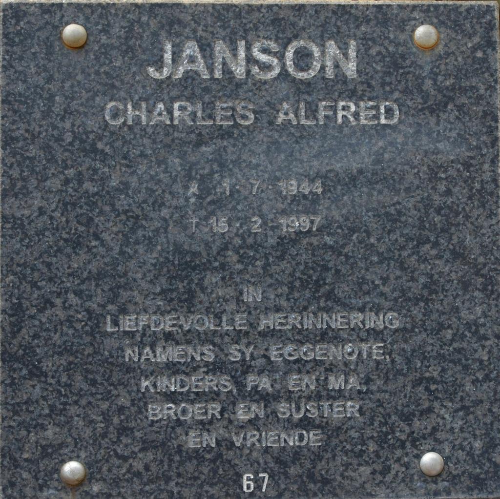 JANSON Charles Alfred 1944-1997