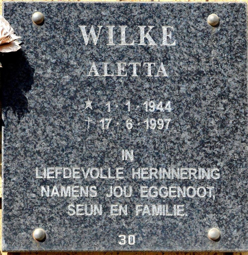 WILKE Aletta 1944-1997