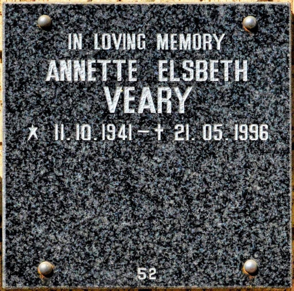 VEARY Annette Elsbeth 1941-1996