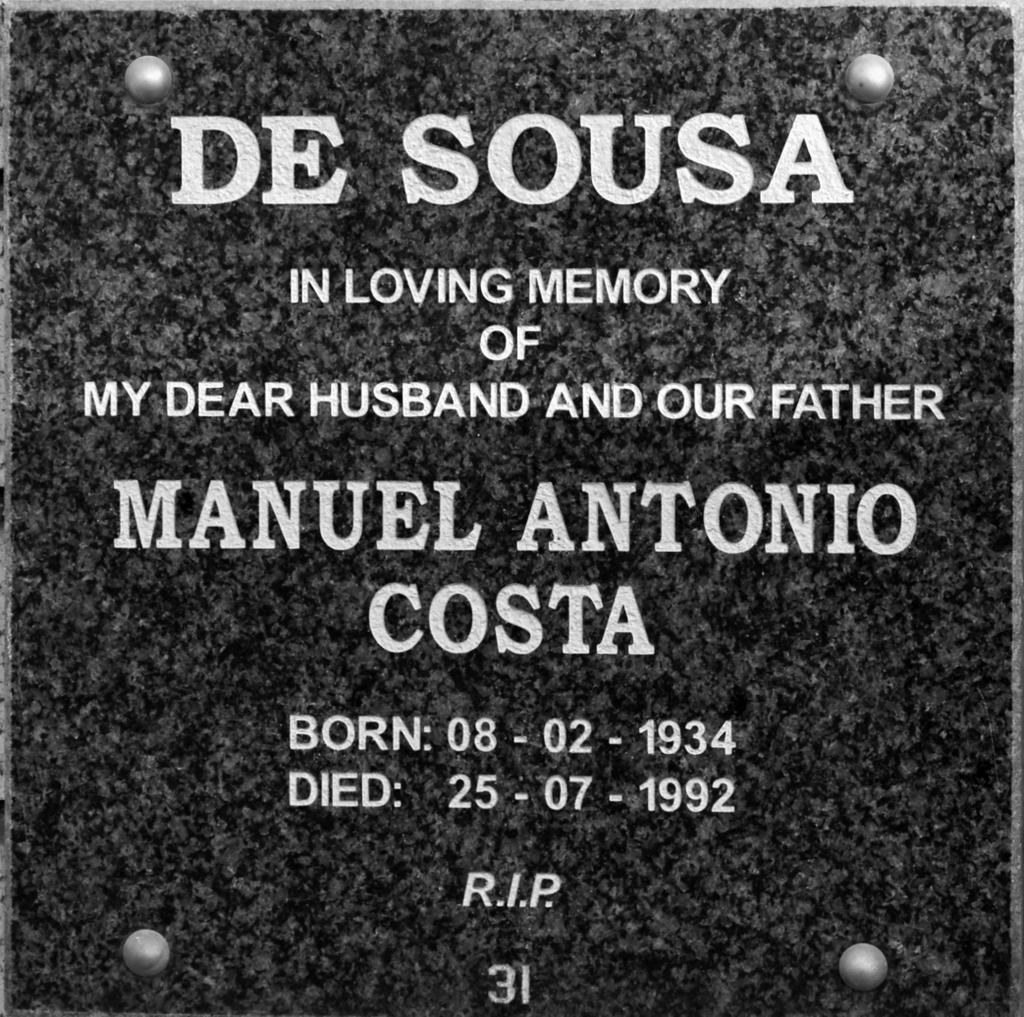 SOUSA Manuel Antonio Costa, de 1934-1992