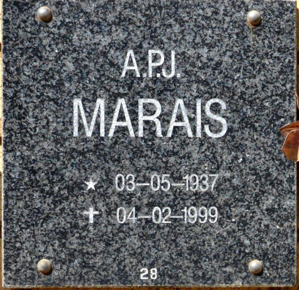 MARAIS A.P.J. 1937-1999