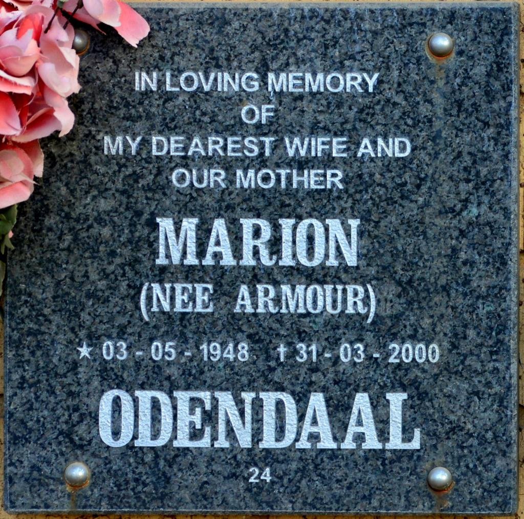 ODENDAAL Marion nee ARMOUR 1948-2000