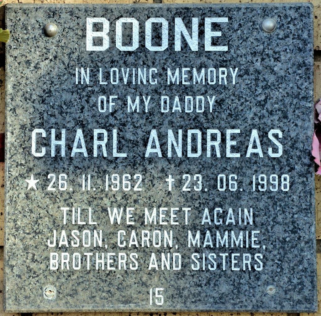 BOONE Charl Andreas 1962-1998