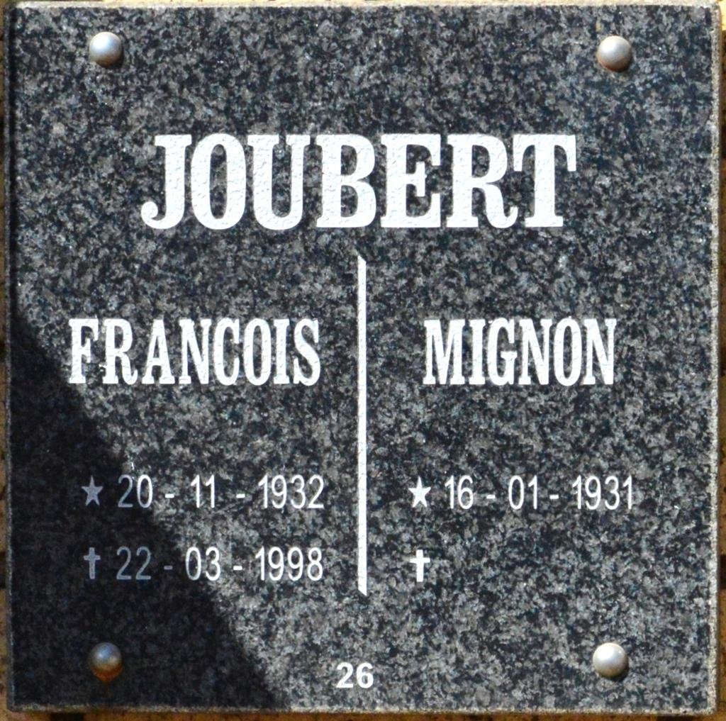 JOUBERT Francois 1932-1998 &amp; Mignon 1931-