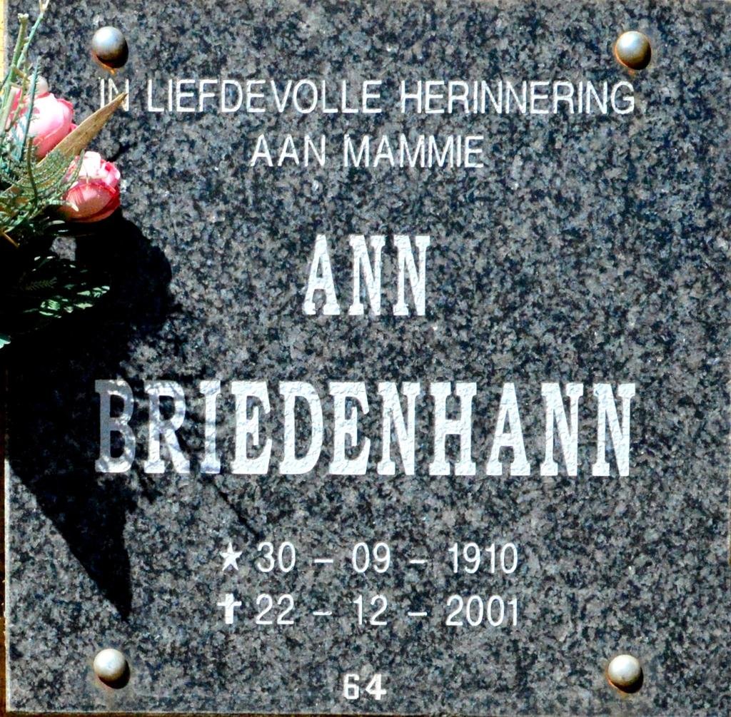 BRIEDENHANN Ann 1910-2001