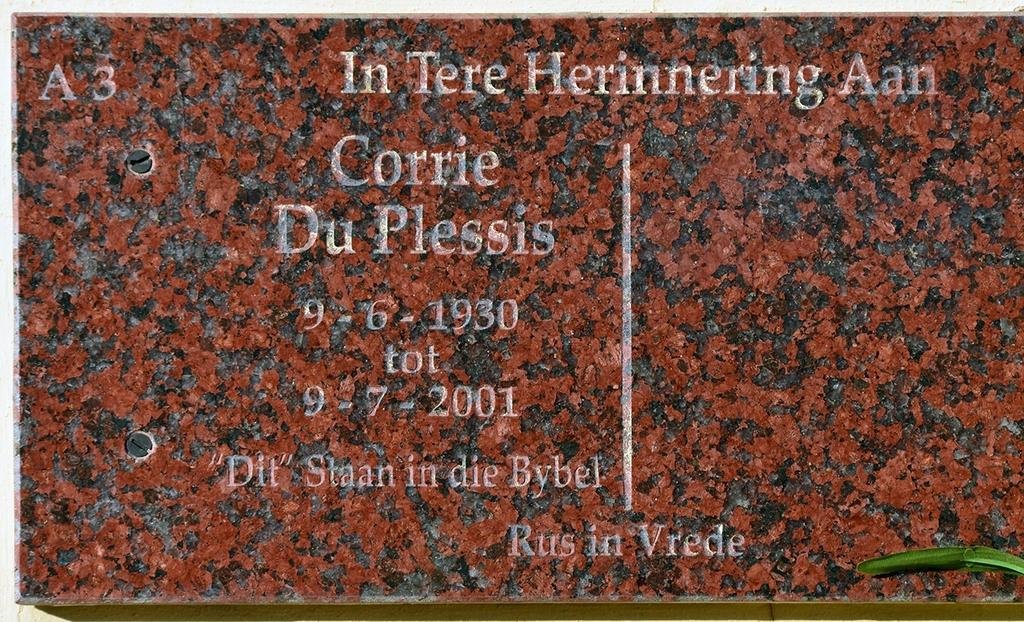 PLESSIS Corrie, du 1930-2001