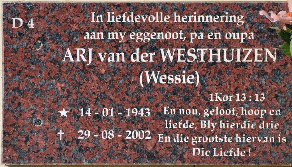 WESTHUIZEN A.R.J., van der 1943-2002