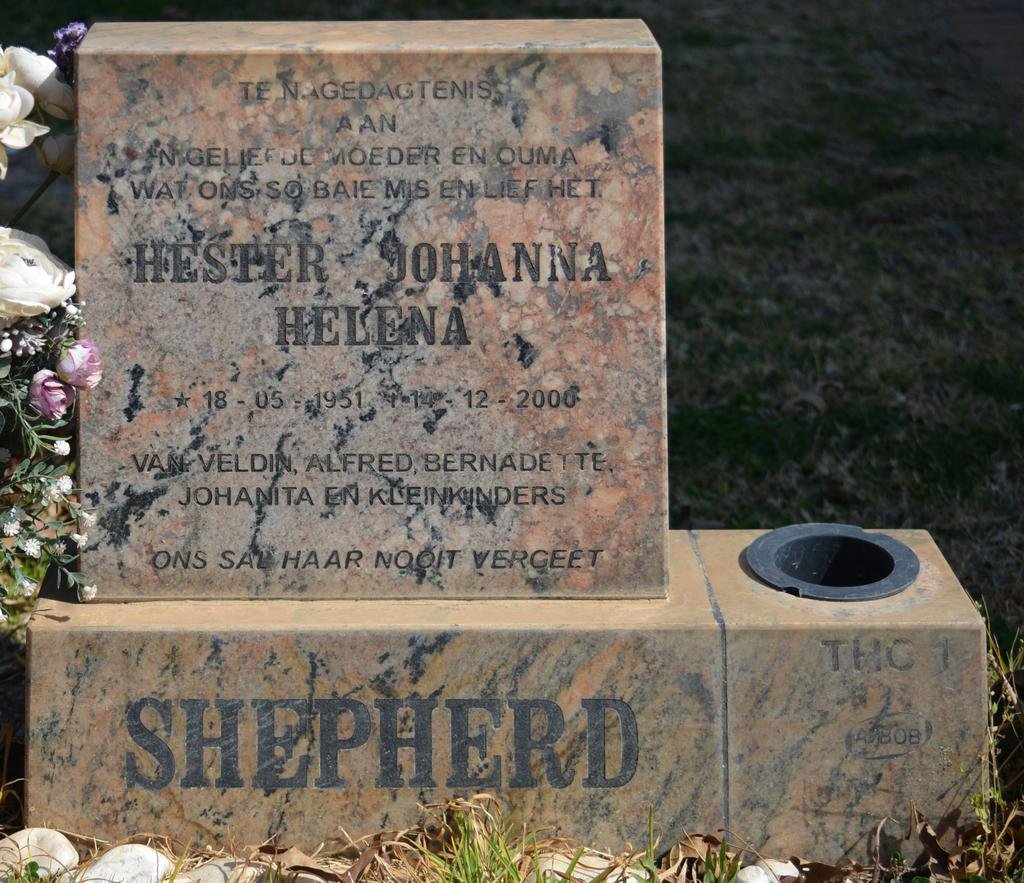 SHEPHERD Hester Johanna Helena 1951-2000