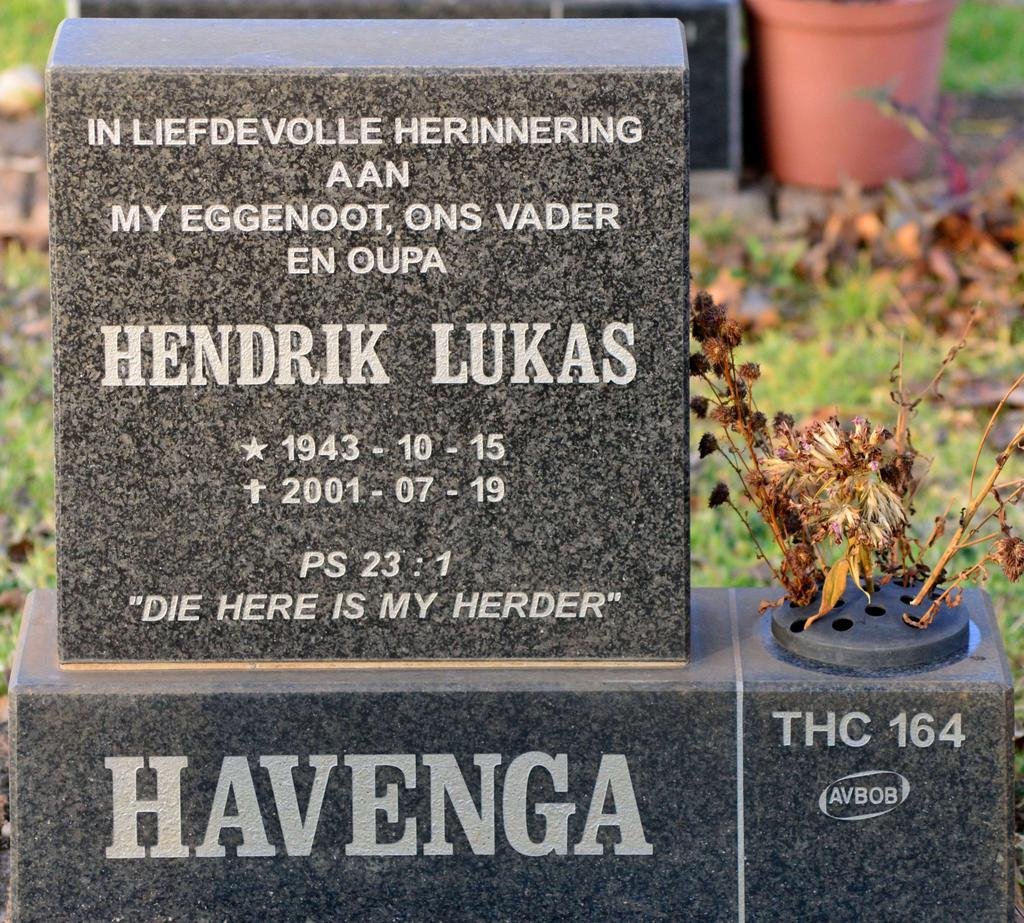 HAVENGA Hendrik Lukas 1943-2001