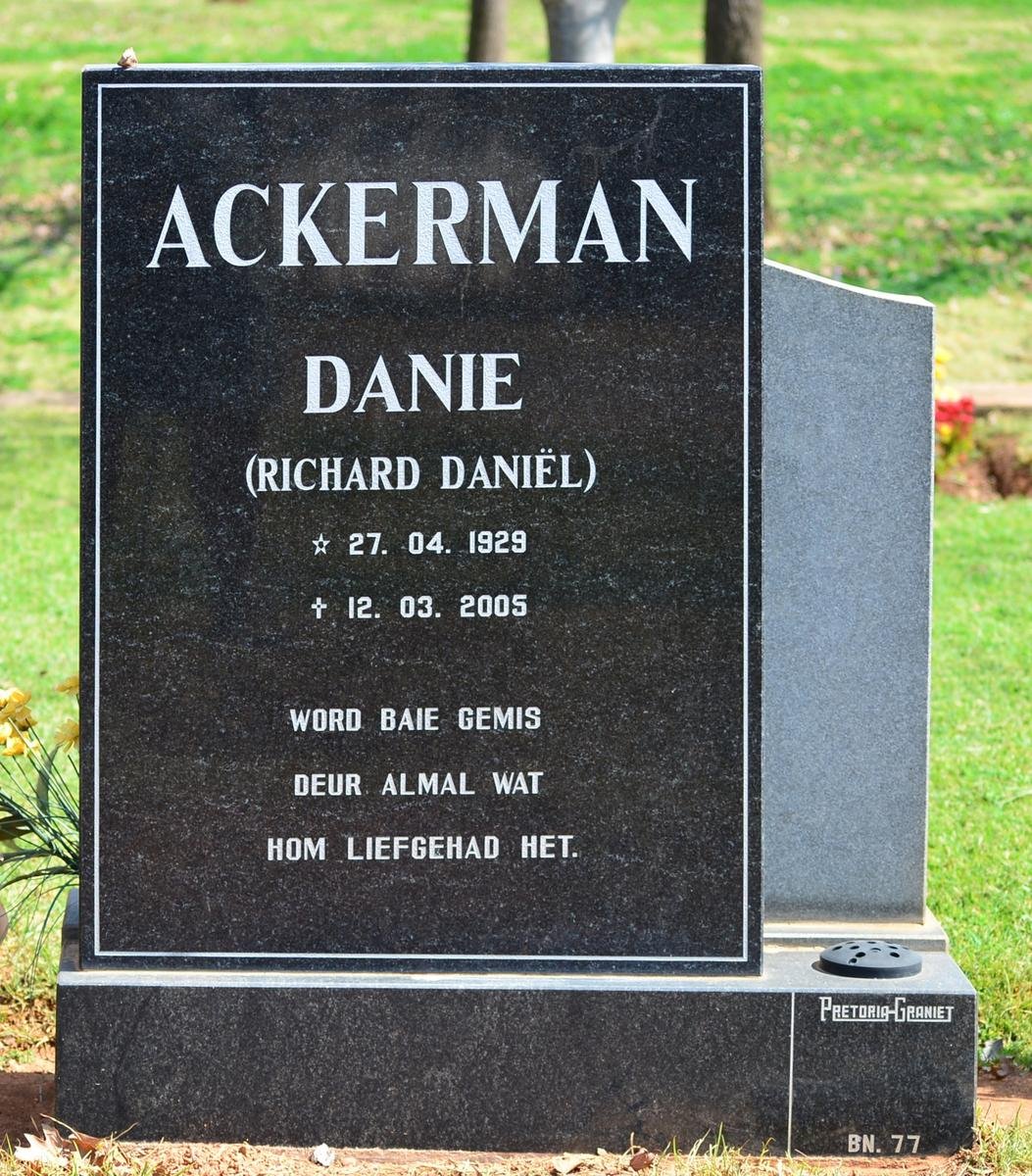 ACKERMAN Richard Daniël 1929-2005