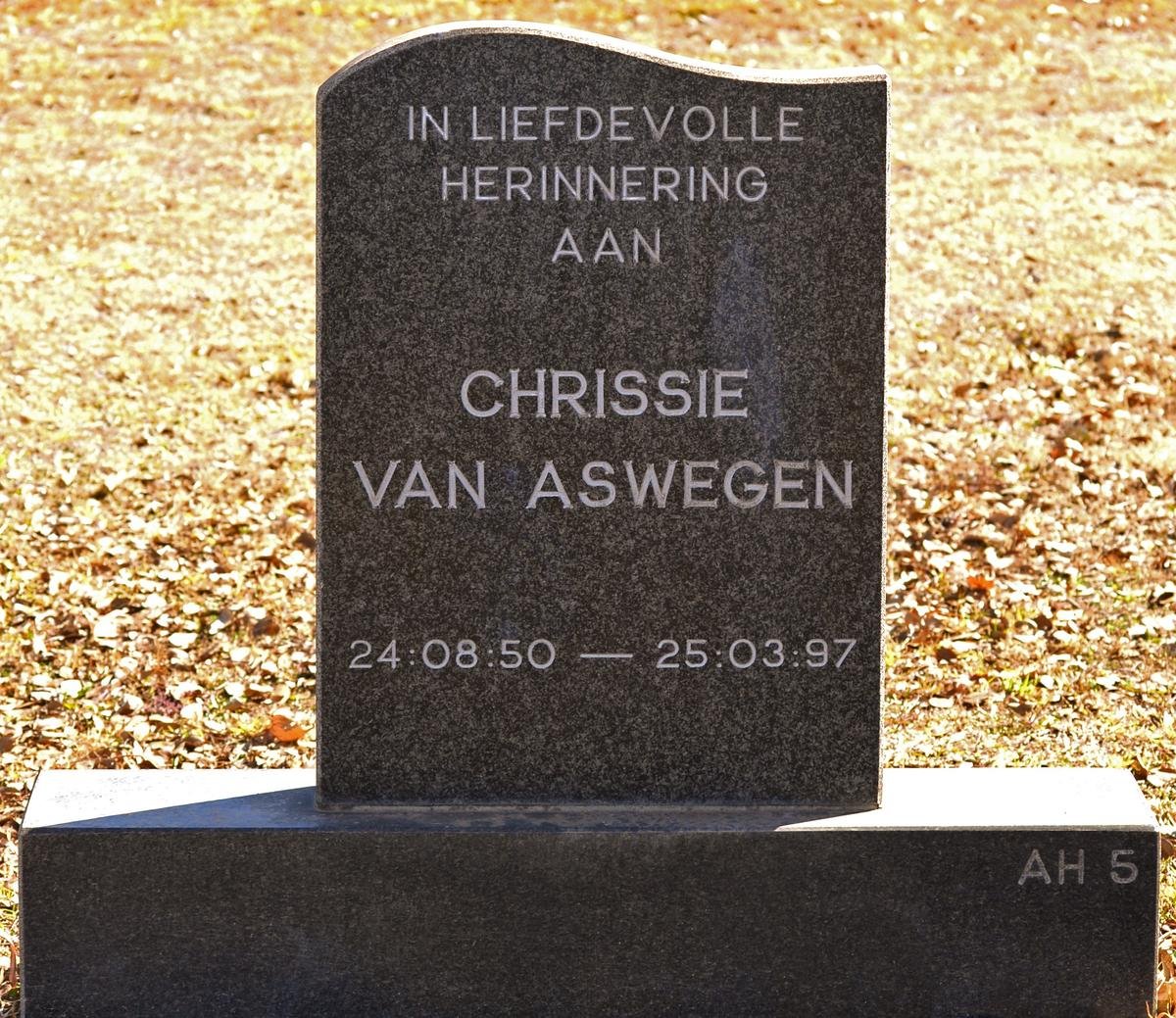 ASWEGEN Chrissie, van 1950-1997