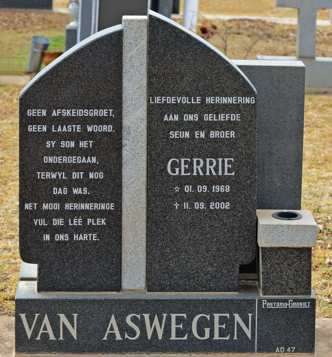 ASWEGEN Gerrie, van 1968-2002