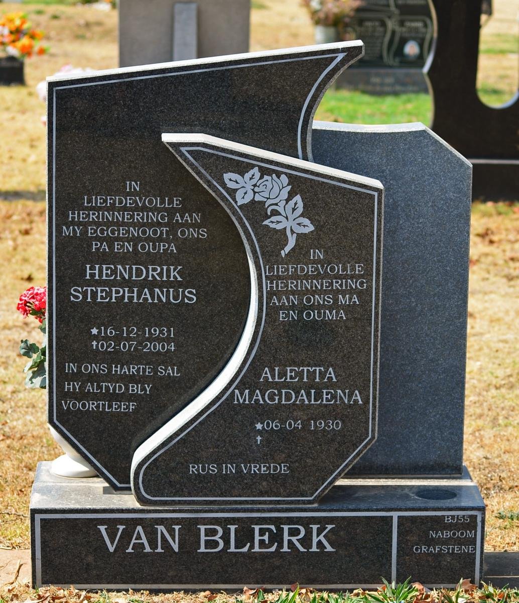 BLERK Hendrik Stephanus, van 1931-2004 &amp; Aletta Magdalena 1930-