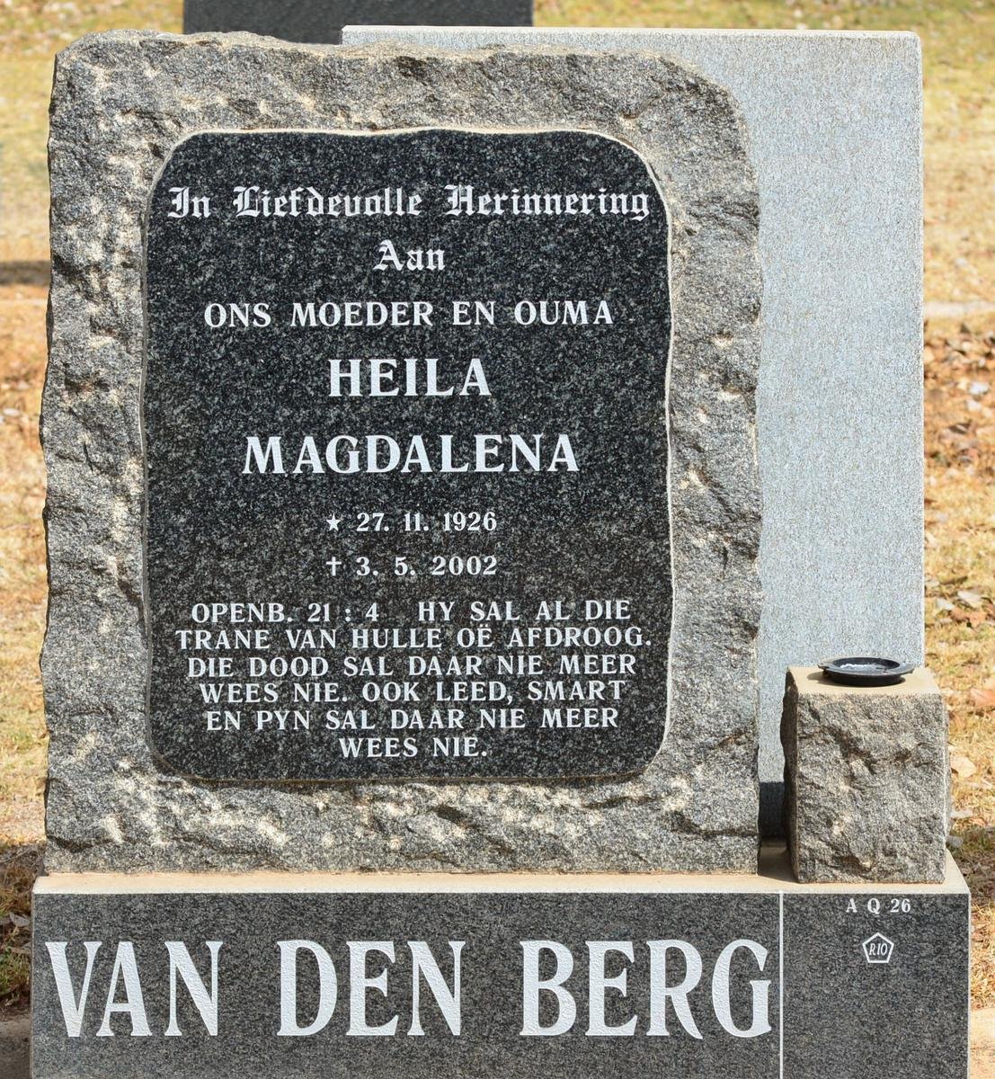 BERG Heila Magdalena, van den 1926-2002