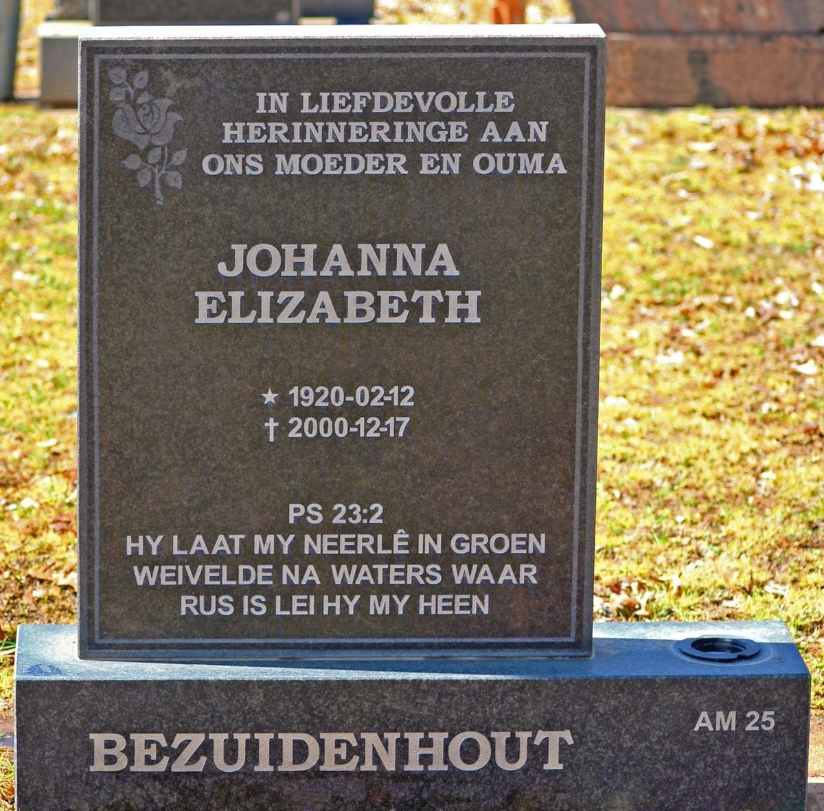 BEZUIDENHOUT Johanna Elizabeth 1920-2000